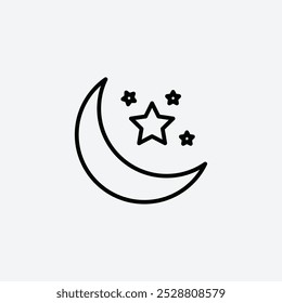 Moon stars icon in tree different line stroke sizes.