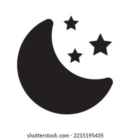 Moon and stars icon vector design template in black color isolated sign on white background