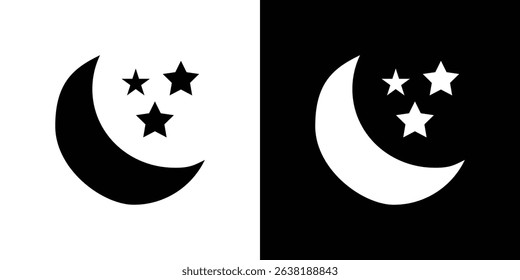 Moon stars icon Vector in flat style. Collection silhouettes