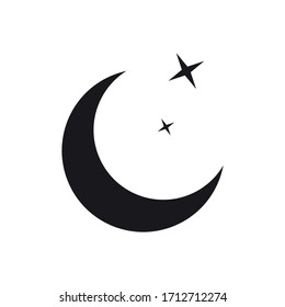 Moon and stars icon, vector moon illustration