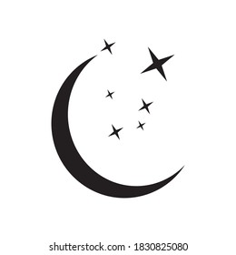Moon and stars icon, vector moon illustration