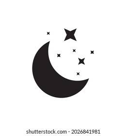 Moon and stars icon, vector moon illustration