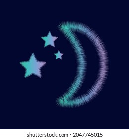 Moon With Stars Icon. Vector Illustration
