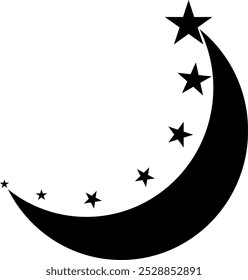 Ícone Lua e estrelas, ilustração de lua vetorial. Desenhado à mão