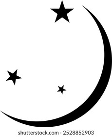 Mond und Sterne Symbol, Vektormond Illustration. handgezeichnet