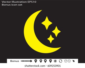 moon, stars, icon, vector illustration eps10