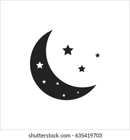 Moon with stars icon vector illustration on white background.