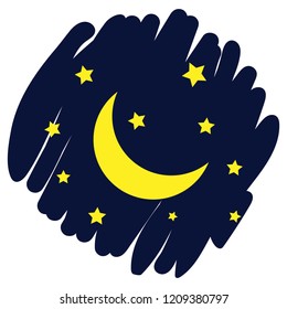 Moon and stars icon. Vector isolated on dark background. EPS 10