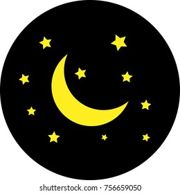 Moon and stars icon. Vector isolated on dark background. EPS 10