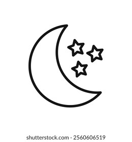 Moon and stars icon vector line logo art