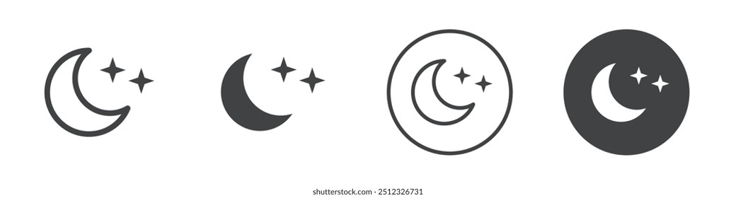 Moon and stars icon Vector logo outline
