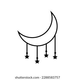 Moon and Stars icon vector. Night illustration sign. dream symbol. Sleep logo.