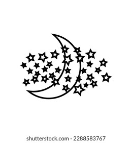 Moon and Stars icon vector. Night illustration sign. dream symbol. Sleep logo.