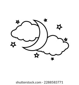 Moon and Stars icon vector. Night illustration sign. dream symbol. Sleep logo.