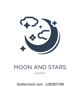 moon and stars icon vector on white background, moon and stars trendy filled icons from Shapes collection, moon and stars vector illustration