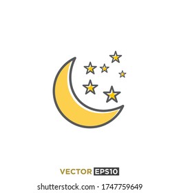 Moon Stars Icon Vector Template