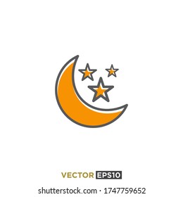 Moon Stars Icon Vector Template