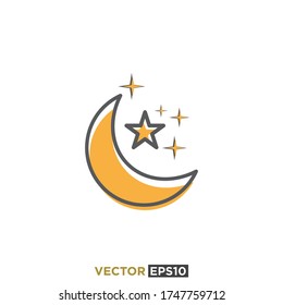 Moon Stars Icon Vector Template