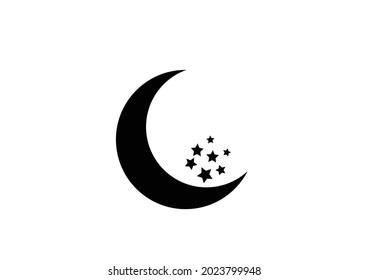 Moon Stars Icon Vector Template. Isolated of Moon and stars. Flat design. Vector Illustration. Clear night with moon and stars icon . Night design. Vector EPS 10