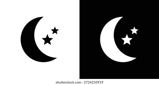 Ícone de estrelas da Lua. Modelo de vetor. Ícone conceito design plano.
