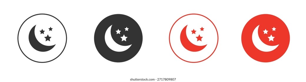 Moon stars icons simple flat silhouette vector illustration