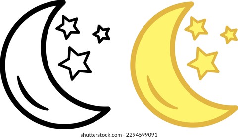 Moon and Stars icons. Vector Illustration of Night Rest. Sleep Logo