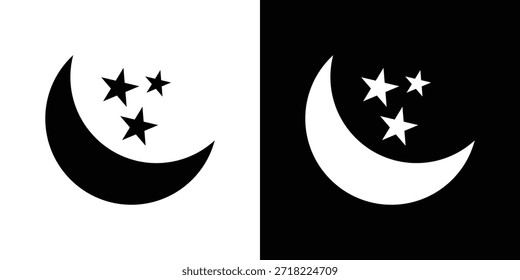 Iconos de estrellas lunares. Vector Plantilla Ilustración Símbolo Píxeles Perfecto