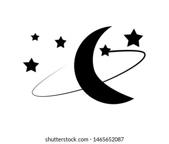 moon and stars isolated icon