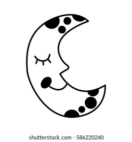 moon with stars isolated icon