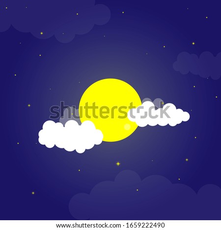 The moon stars light at night.background  moon night with stars and cloud.vector moon cloud