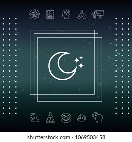 Moon stars line icon