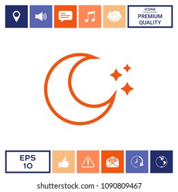 Moon stars line icon