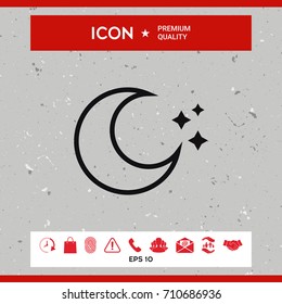 Moon stars line icon