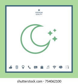 Moon stars line icon