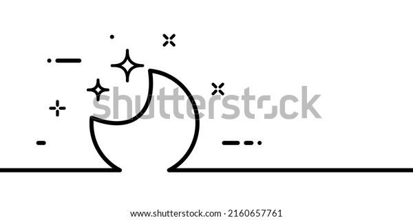 Moon and stars line icon. Clear sky, night,\
ecology, weather conditions. Nature concept. One line style. Vector\
line icon for Business and\
Advertising.