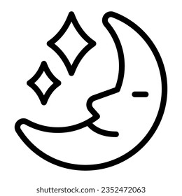 Moon and stars line icon, fairytale concept, magic fairy night sign on white background, Night sky with moon and stars icon in outline for mobile web design. Vector graphics.