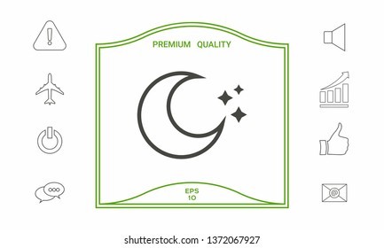 Moon stars line icon. Graphic elements for your design