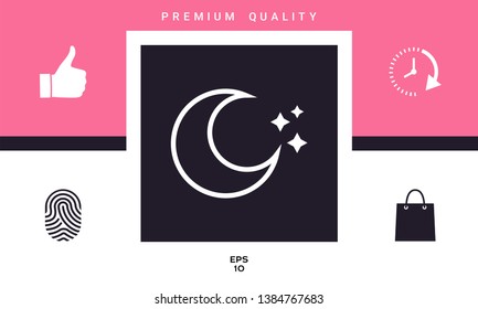 Moon stars line icon. Graphic elements for your design