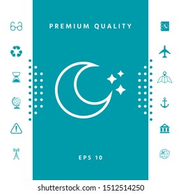 Moon stars line icon. Graphic elements for your design