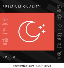 Moon stars line icon. Graphic elements for your design