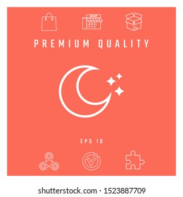 Moon stars line icon. Graphic elements for your design