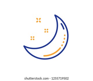 Moon and stars line icon. Night sign. Sleep symbol. Colorful outline concept. Blue and orange thin line color Moon stars icon. Vector