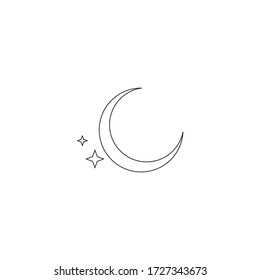 Moon and stars line icon.  Nighttime vector icon
