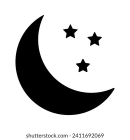 Icono de la línea de la luna y las estrellas. Satélite, noche, sol, cráter, mes, cielo, luna llena, espacio, eclipse, tierra, planeta, marea. Icono de vector para negocios y publicidad