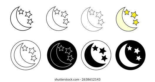 Moon and stars. Line icon. Silhouette icon.