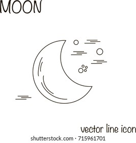 Moon and stars. Of line vector icon