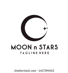 Moon and stars logo design flat style