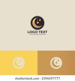 Moon and stars Logo design template