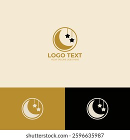 Moon and stars Logo design template