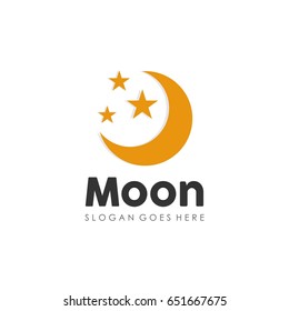Moon and stars logo design vector